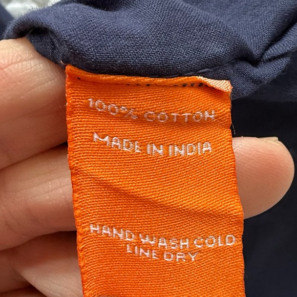 Oliphant Navy Embroidered Cotton Boho Top Tunic Blouse Size L - Picture 7 of 9